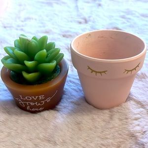 Cactus Candle/Mini Eyelash Terracotta Planter Pot